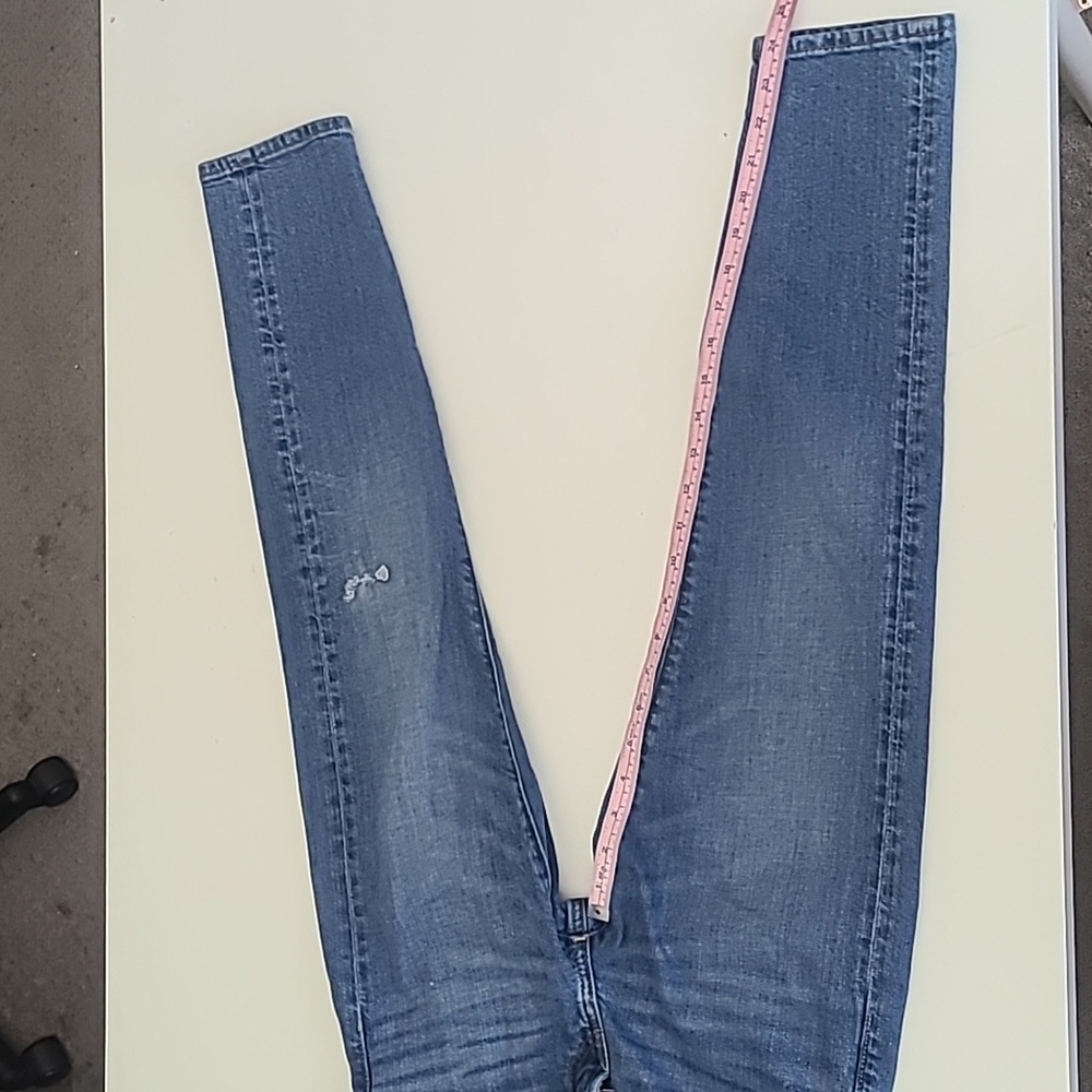 American Eagle Women Jeans 26x28 Blue Athletic Fit Flex Skinny Distressed Teen - Picture 10 of 12